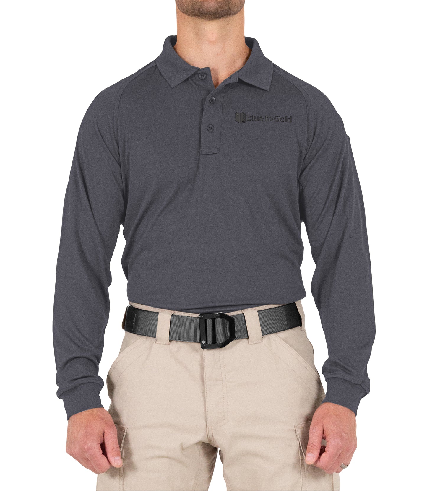 Blue to Gold Long Sleeve Performance Polo by First Tactical