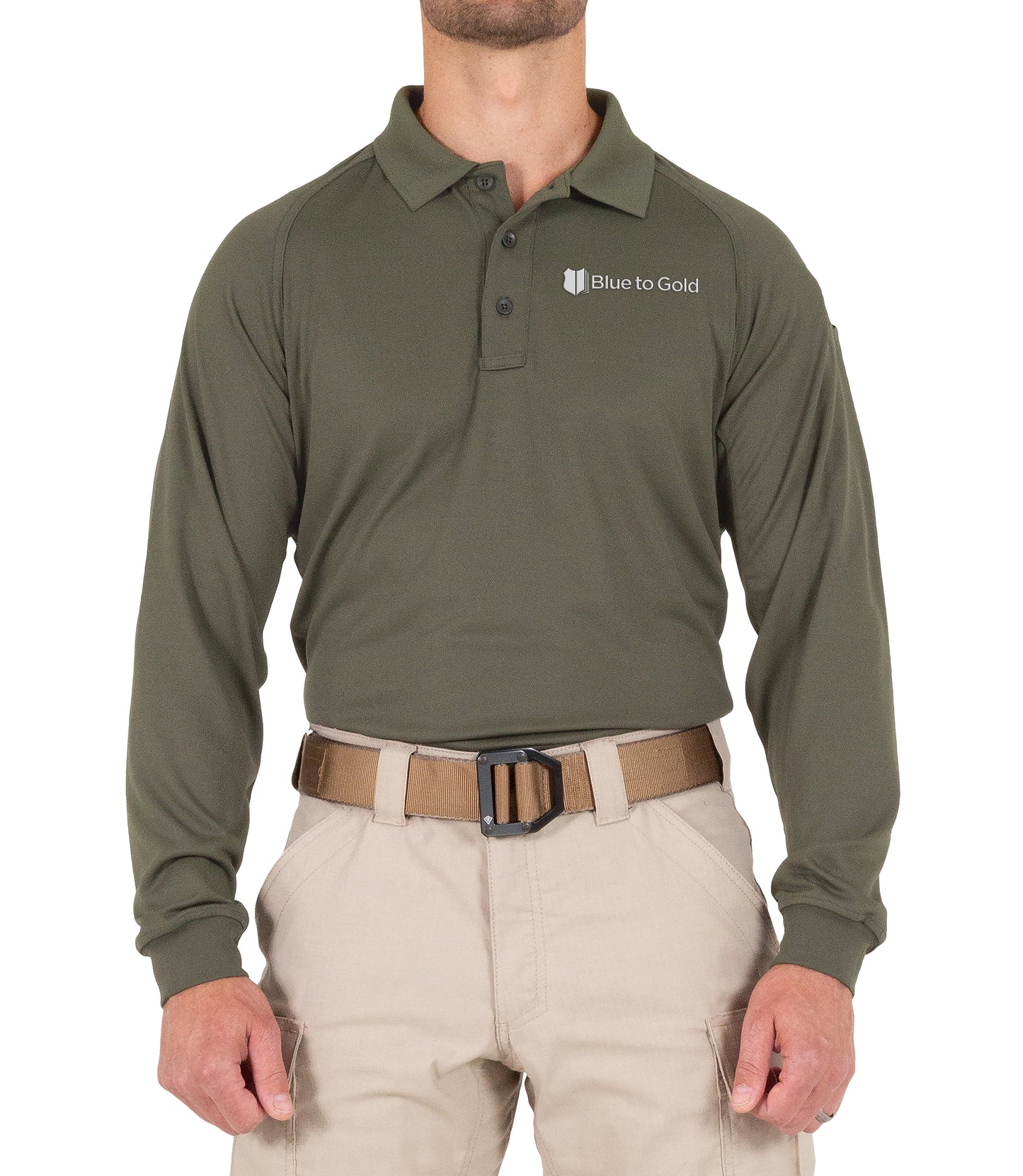 Blue to Gold Long Sleeve Performance Polo by First Tactical