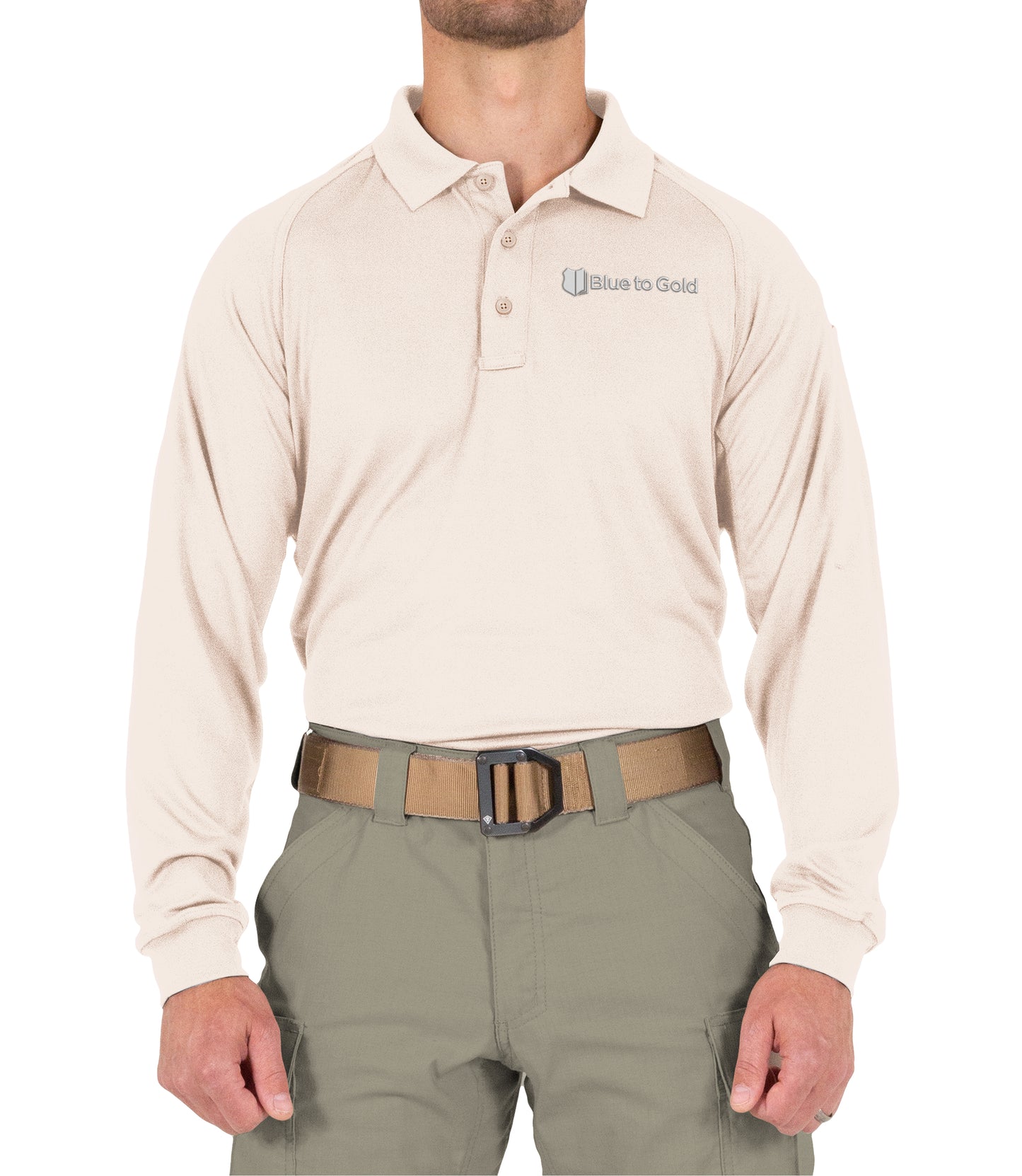 Blue to Gold Long Sleeve Performance Polo by First Tactical