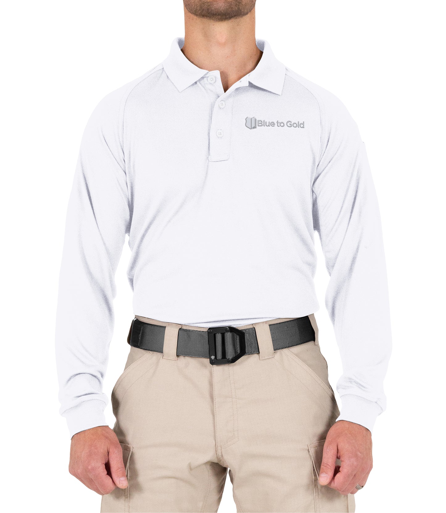 Blue to Gold Long Sleeve Performance Polo by First Tactical