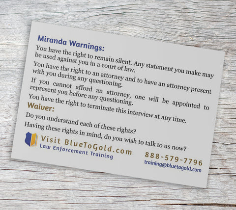 Adult and Juvenile Miranda Pocket Card FREE SHIPPING!