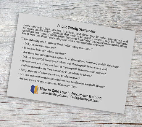 Public Safety Statement Card FREE SHIPPING!