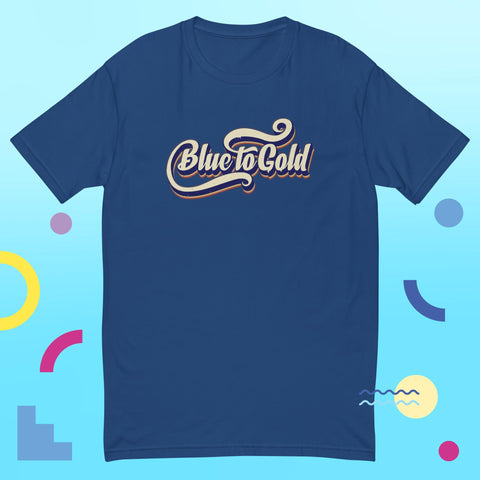 Blue to Gold Retro Fitted Lightweight Short Sleeve T-shirt