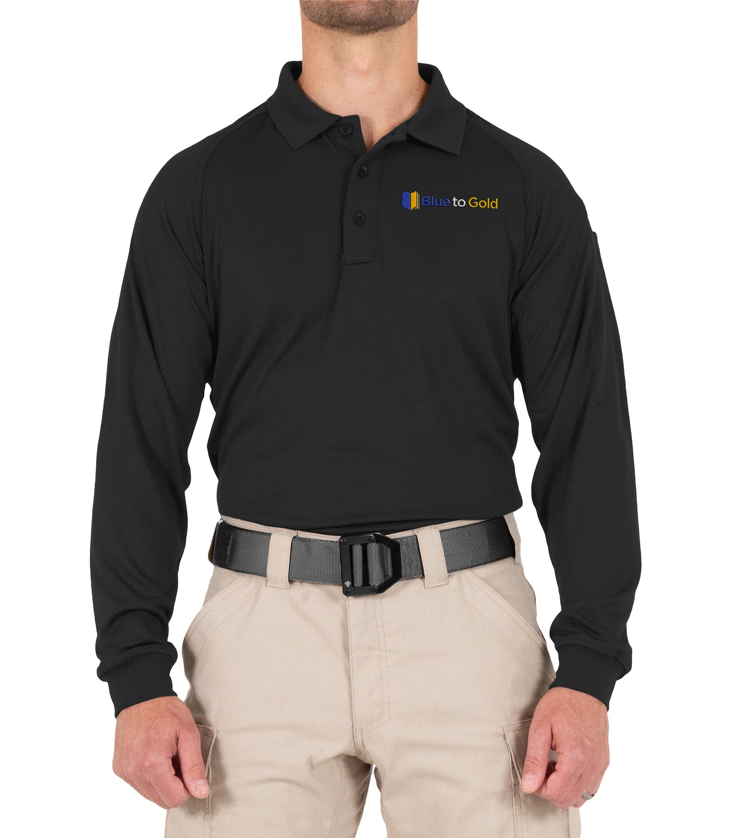 Blue to Gold Long Sleeve Performance Polo by First Tactical