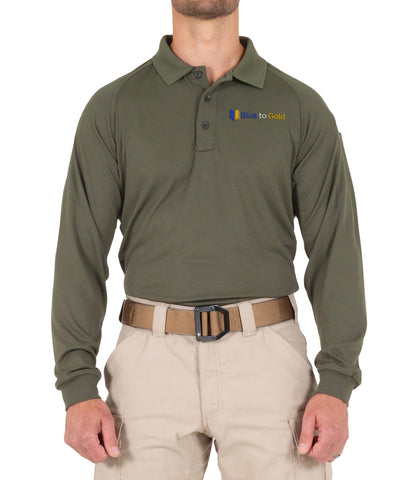 Blue to Gold Long Sleeve Performance Polo by First Tactical