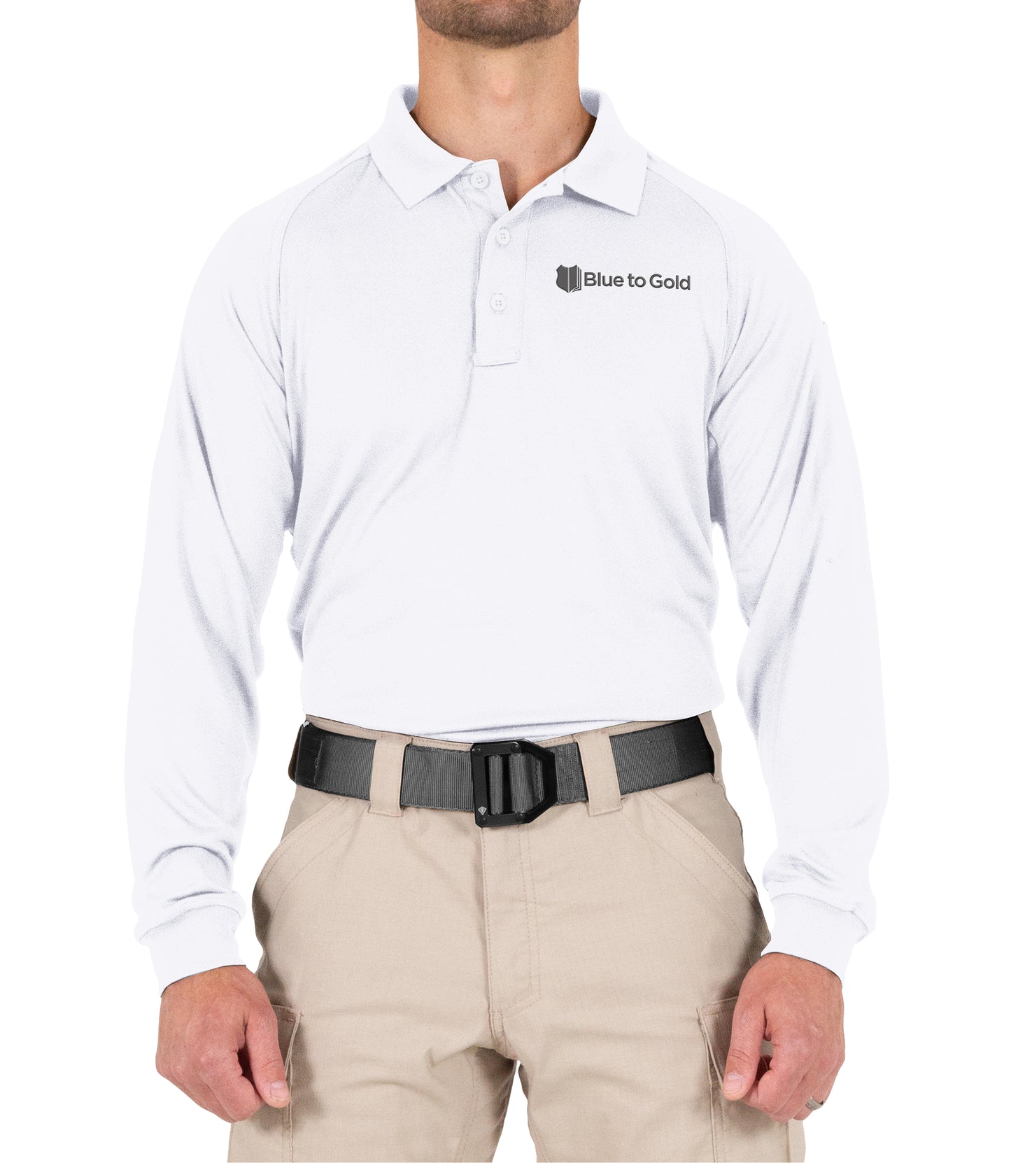 Blue to Gold Long Sleeve Performance Polo by First Tactical