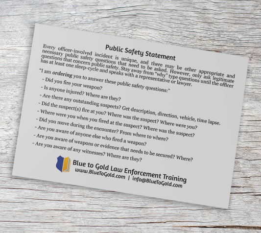 Public Safety Statement Card FREE SHIPPING!