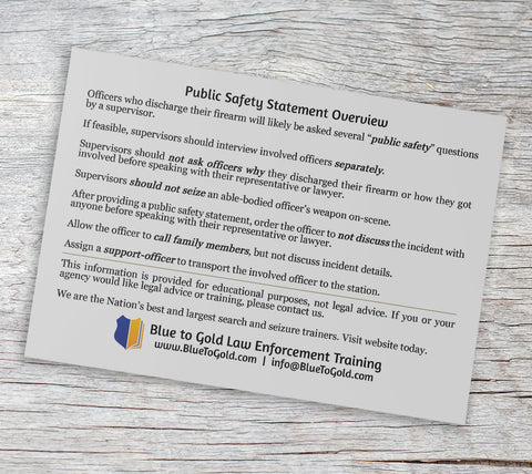 Public Safety Statement Card FREE SHIPPING!