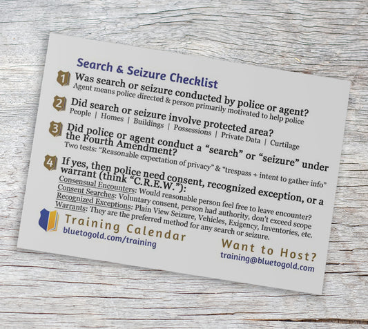 Miranda and 4th Amendment Checklist Pocket Card FREE SHIPPING!