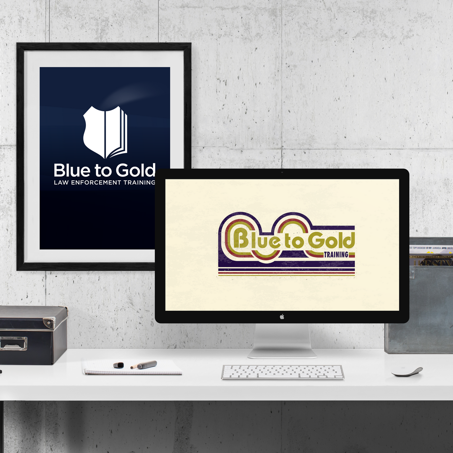 Blue to Gold Retro Desktop Wallpaper