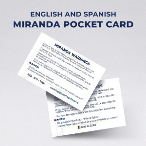 English and Spanish Miranda Pocket Card FREE SHIPPING!